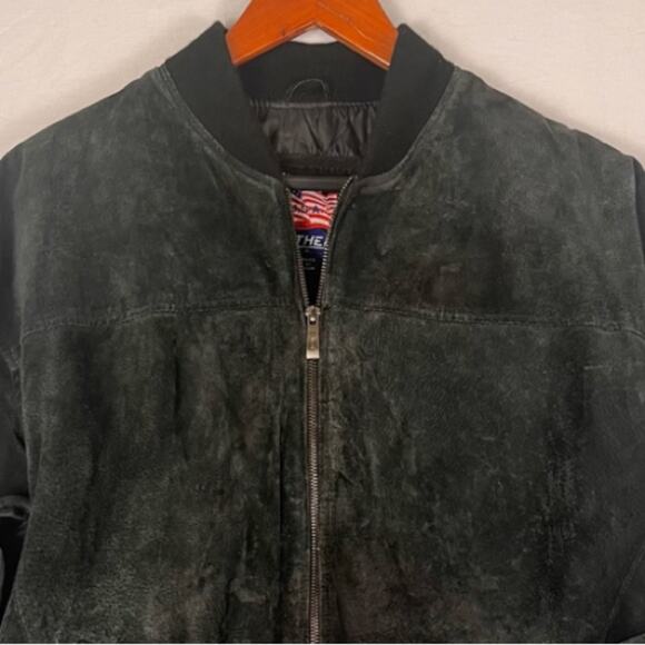 Vintage Black Suede Bomber Jacket Mens XL Streetwear Biker Fall Winter Classic - Picture 2 of 11